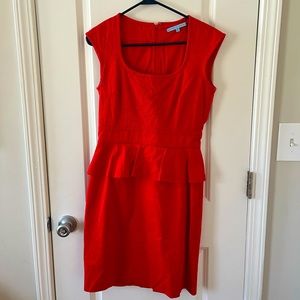 Red peplum type dress